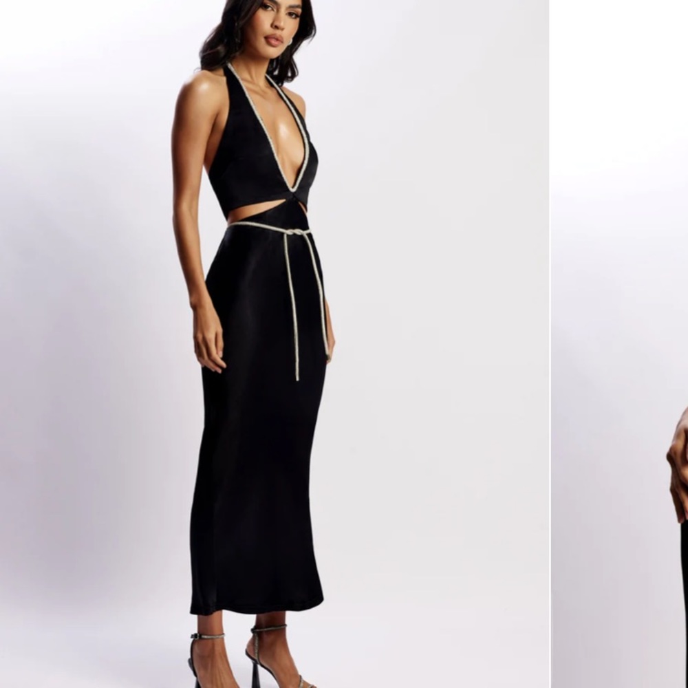 Meshki Diamante Rope Midi Dress - Black